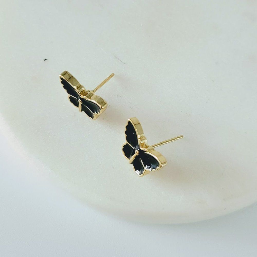 5/$25 Black Butterfly Small Stud Earrings - Picture 8 of 11